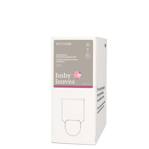 ATTITUDE Baby Dish Soap and Bottle Cleaner, EWG Verified Dishwashing Liquid, No Added Dyes or Fragrances, Tough on Milk Residue and Grease, Vegan, Bulk Refill Unscented, 67.6 Fl Oz