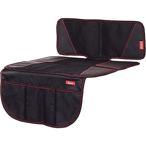 Diono Super Mat Car Seat Protector for Infant Car Seat, Booster Seat and Pets, Crash Tested, Thick Padding, Non Slip Backing, Durable, Water Resistant Protection, 3 Handy Mesh Storage Pockets, Black