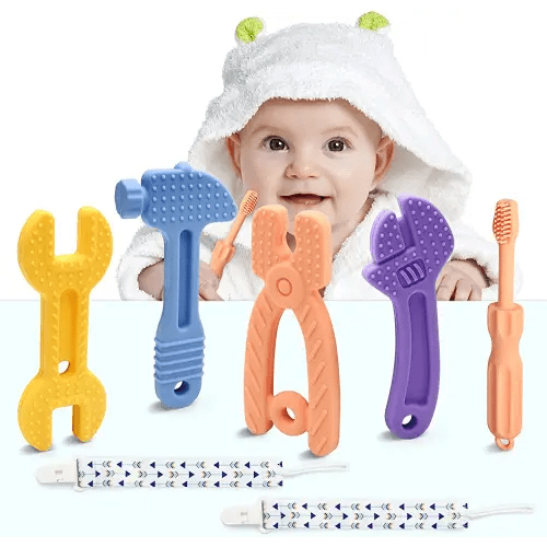 Baby Boy Toys - Baby Molar Teether Teething Toys 0-6 Months 6-12 - Soothe Babies Sore Gums Chew Toys - BPA Free Silicone - 7 Pack