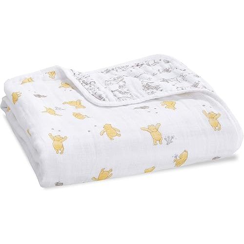 aden + anais Dream Blanket, Boutique Muslin Baby Blankets for Girls & Boys, Ideal Lightweight Newborn Nursery & Crib Blanket, Unisex Toddler & Infant Bedding, Shower & Registry Gift, Winnie The Pooh