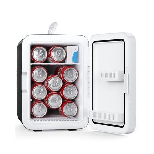 Antarctic Star Compact Mini Fridge, 10L Portable Small Refrigerator, 2.6 Gal Desktop Fridge with AC/DC Adapters, Small Cosmetics Cooler for Beverage, Food, Makeup, Bedroom, Office, Dorm, Black