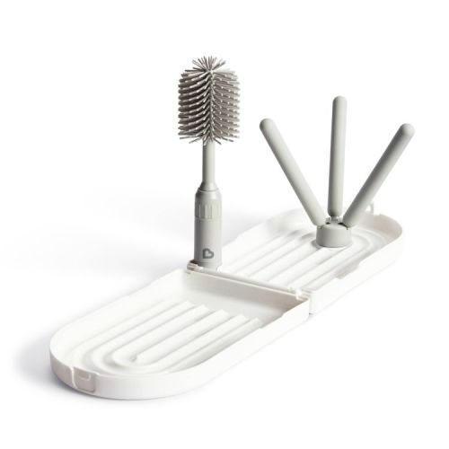 Munchkin Portable Bottle Drying Rack with Bottle Brush - White