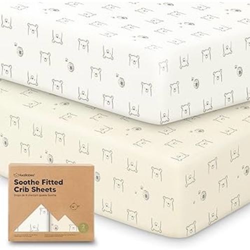 KeaBabies 2-Pack Organic Crib Sheets for Boys, Girls - 52x28 Fitted Crib Mattress Sheet Neutral, Breathable Jersey Cotton Cover for Baby Bed, Toddler Mattress, Soft & Cute Prints (Bumble Bear)
