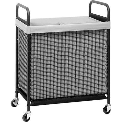 STORAGE MANIAC Rolling Laundry Hamper with Wheels 2-Section Laundry Sorter Rolling Laundrys Basket on Wheels with Removable Bag Clothes Hamper Laundrys Organizer Cart Bathroom Bedroom 100L Grey