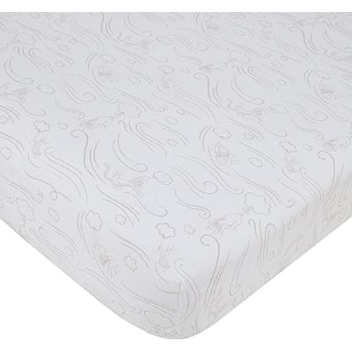 Disney Winnie The Pooh - Blustery Day Grey and White Clouds Fitted Crib Sheet
