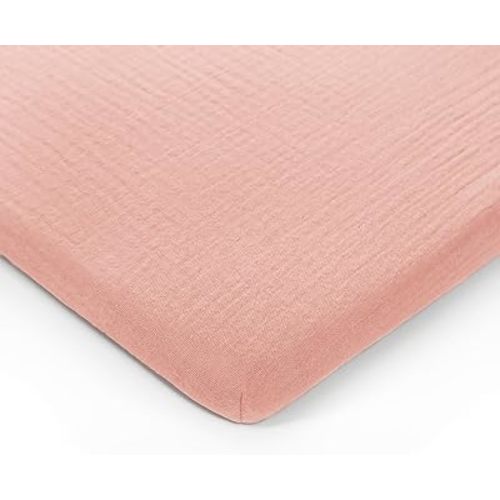 Comfy Cubs Muslin Bassinet Sheet - 100% Soft Cotton Fabric, Breathable & Gentle for Baby’s Sensitive Skin - Universal Fit with Secure Elastic Edging, Gift-Ready Packaging - Lace Pink