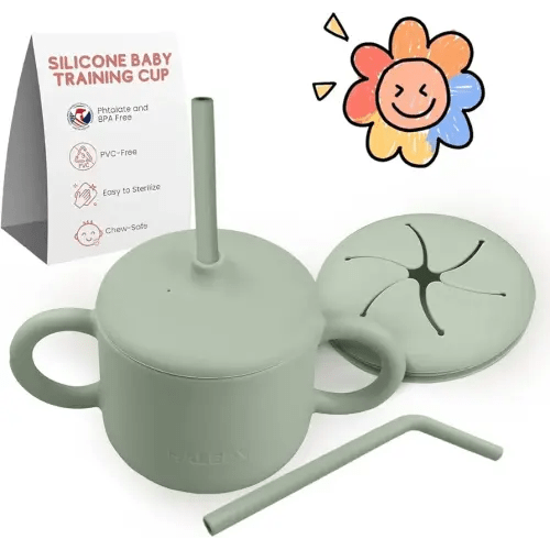 Toddler Cup,Silicone Sippy Cup for 6 Month Old 8Oz - Baby Sippy Cups 6-12 Months with Straw,Transition Sippy Cup with Soft Spout, 1 Year Old Sippy Cup with Handles