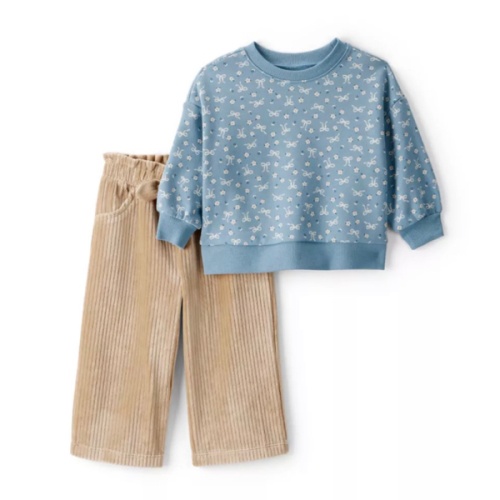 Carter's® Baby Girls Long Sleeve Crew Neck Top and Wide Leg Corduroy Pants Set | Belk