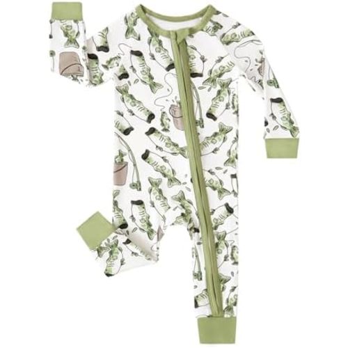 MOSSRIVER Bamboo Viscose Baby Long Sleeve Romper, Cute Pumpkin Prints Zipper Footless Jumpsuit, Toddler One-Piece Outfits