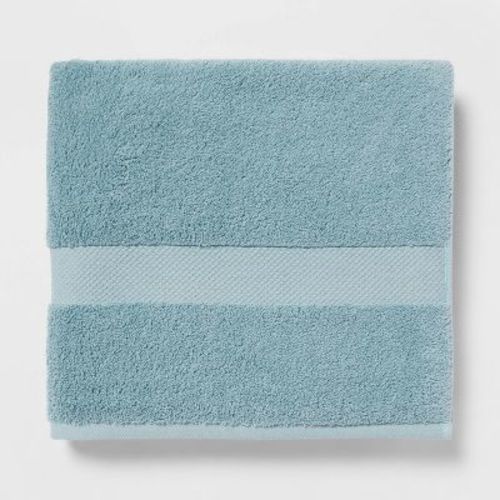 Performance Plus Bath Towel Aqua - Threshold™: Heavyweight Cotton, Fade-resistant, Oeko-tex Certified