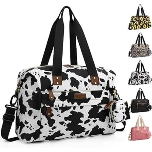 Diaper Bag Tote - Diaper Baby Bags with Pacifier Case, Shoulder Straps, Stroller Clips, Waterproof Large Mommy Maternity Bag Travel Baby Bag for Mom and Dad, Cowprint, Medium