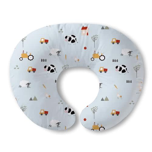 Little Grape Land Nursing Pillow for Breastfeeding, Breathable Breast Feeding Pillow and Positioner with Removable Cover for More Support, Tummy Time and Bottle Feeding Support Pillow, Blue Ranch