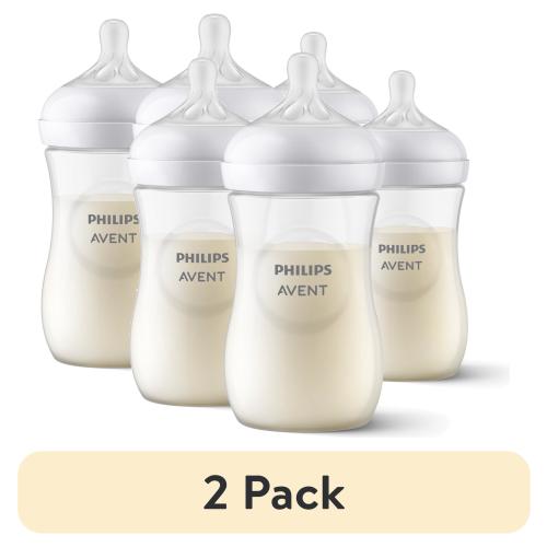(2 pack) Philips Avent Natural Baby Bottle with Natural Response Nipple, Clear, 9oz, 3pk, SCY903/93