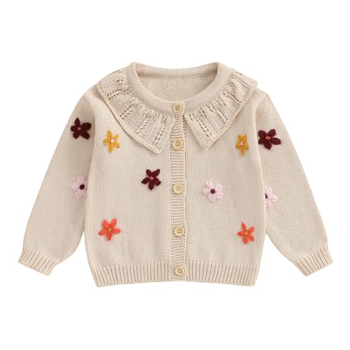 wybzd Toddler Girl Cardigan Sweater Solid Color Button Up Lapel Chunky Sweaters Blouse Jacket Infant Baby Knitted Clothes