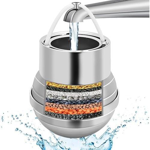 Bath Filter for Tub - 8 Stages Bathtub Water Filter Removes Hundreds of Contaminants for Softer, Smoother Skin and Healthier Hair | 2,500 Gallons of Filtration | BPA Free (Silver)