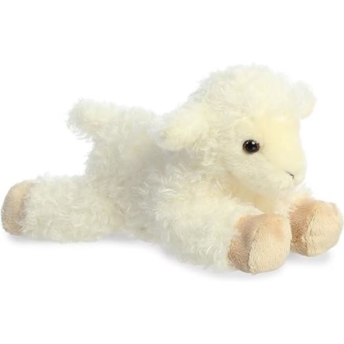 Aurora® Adorable Mini Flopsie™ Luna Lamb™ Stuffed Animal - Playful Ease - Timeless Companions - White 8 Inches