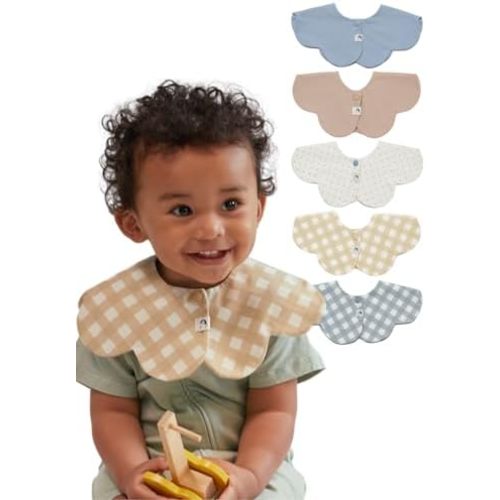 Konny Baby Bibs 5-Pack, 360 ° Rotate, Soft and Absorbent Bandana Drooling for Boys Girls baby Essentials
