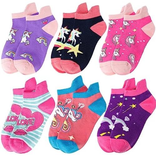 Anlisim Kids Girls Toddler Unicorn Socks Ankle No Show Socks Fashion Novelty Cotton Silly Socks 6 Pairs