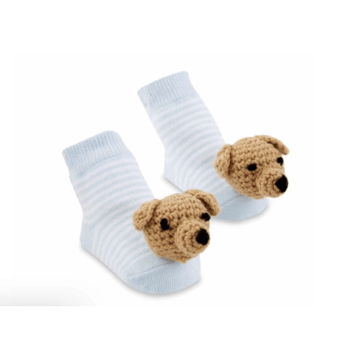 Blue Dog Rattle Toe Baby Socks | Mud Pie
