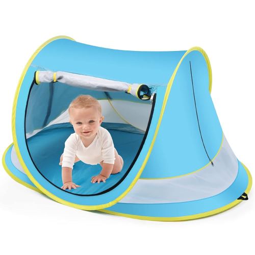 Baby Beach Tent,Large Pop Up Beach Tent Sun Shade for Beach,Portable Baby Travel Tent with Mosquito Net,Indoor Baby Play Tent,UPF 50+ UV Protection Sun Shelters for Infants