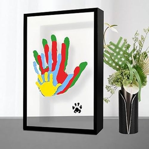 Family Handprint Kit, Handprint Art Craft DIY Kit, Baby Hand print Gift for New Moms, Parents, Grandparents, 6 Safe, Non-Toxic Paints, Ideal for Mother's Day, Father's Day, Anniversary & More