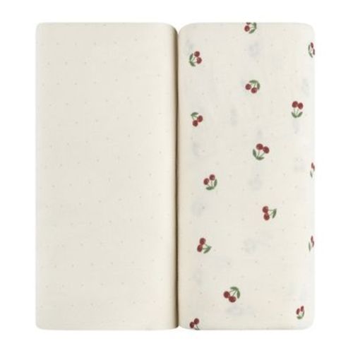 Aurora Fitted Bassinet Sheet Set - 2 pk - 100% Jersey Knit Cotton - Yellow Cherry Printed