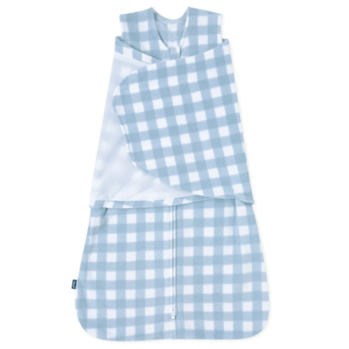 Blue Gingham Micro-Fleece Swaddle Small | HALO