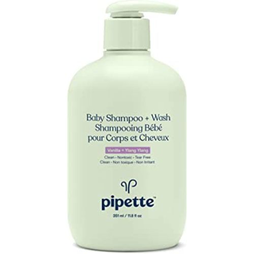Pipette Baby Shampoo and Body Wash - Vanilla + Ylang Ylang, Tear-Free Bath Time, Hypoallergenic, Moisturizing Plant-Derived Squalane, Non-Toxic, Sulfate Free, 11.8 fl oz