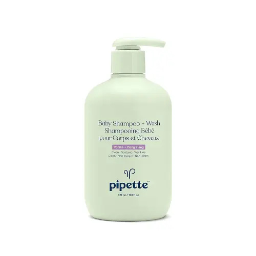 Pipette Baby Shampoo and Body Wash - Vanilla + Ylang Ylang, Tear-Free Bath Time, Hypoallergenic, Moisturizing Plant-Derived Squalane, Non-Toxic, Sulfate Free, 11.8 fl oz