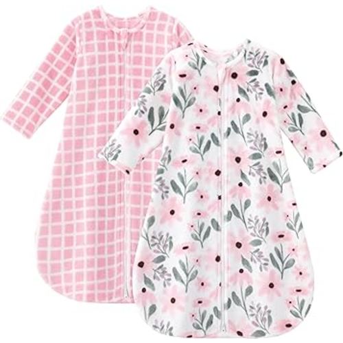 Yoofoss Baby Sleep Sack 6-12 Months, Long Sleeve Sleep Sack 1.5 Tog, Fleece Baby Wearable Blanket with 2-Way Zipper, Soft Warm
