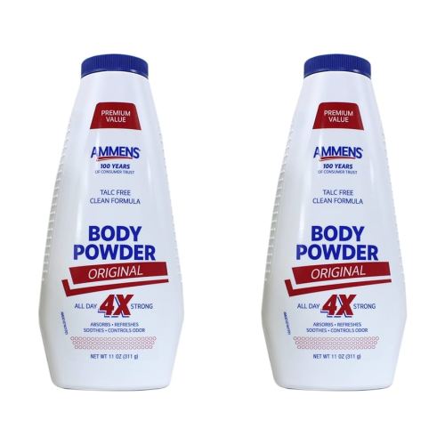 Ammens Body Powder Original – Talc-Free Clean Formula, All-Day 4X Strong Protection, 11 oz (Pack of 2)