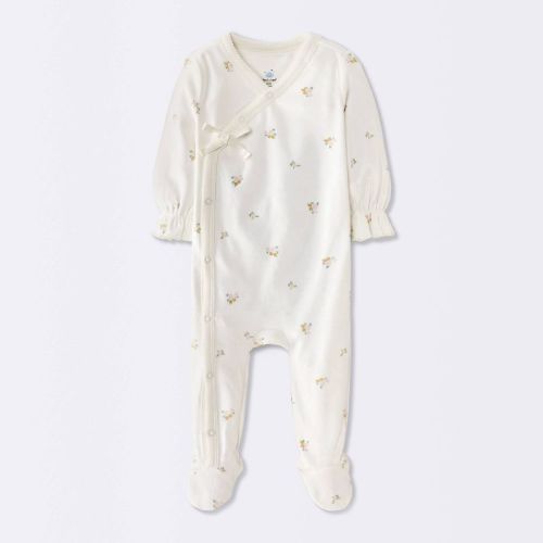 Baby Girls' Floral Velour Sleep N' Play - Cloud Island™ Cream 0-3M