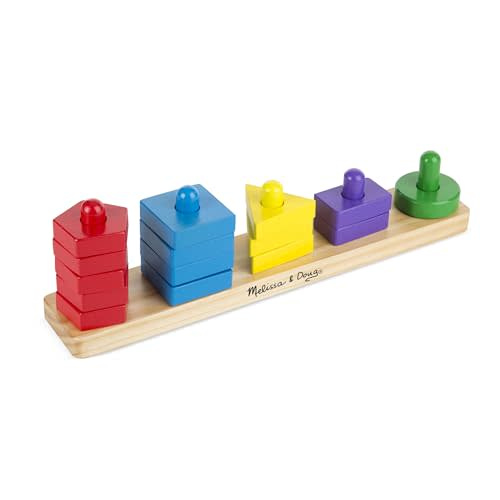 Melissa & Doug Stack and Sort Board - Wooden Educational Toy With 15 Solid Wood Pieces