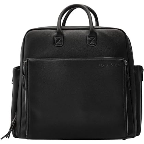 Ayla & Co Convertible Diaper Bag Backpack Cross-body Changing Bag with Baby Changing Pad Convertible Straps, Black