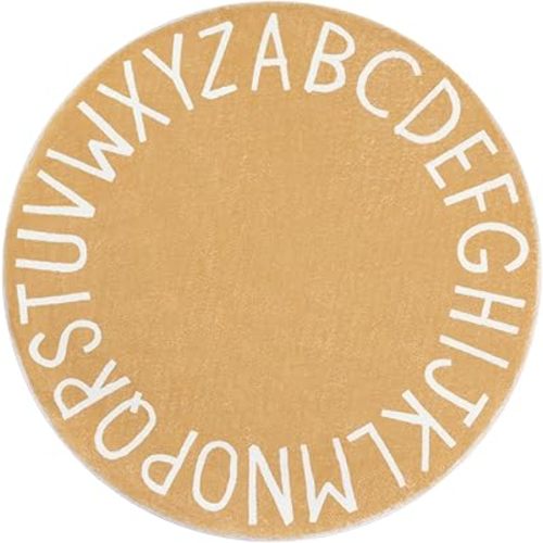 Topotdor Round Kids Play Rug Alphabet Nursery Area Rug Extra Large Soft Crawling Play Mat for Children Toddlers Bedroom (47 inch, Brown)