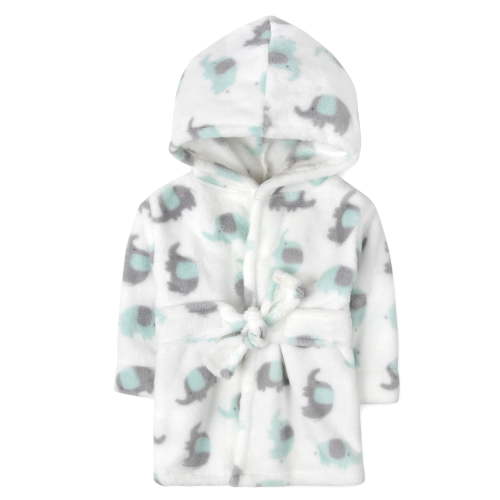 Baby Essentials Infant Boys Bathrobe with Tie Closure for Newborns and Infants 0 - 9 Months in Exquisite Elephants Print