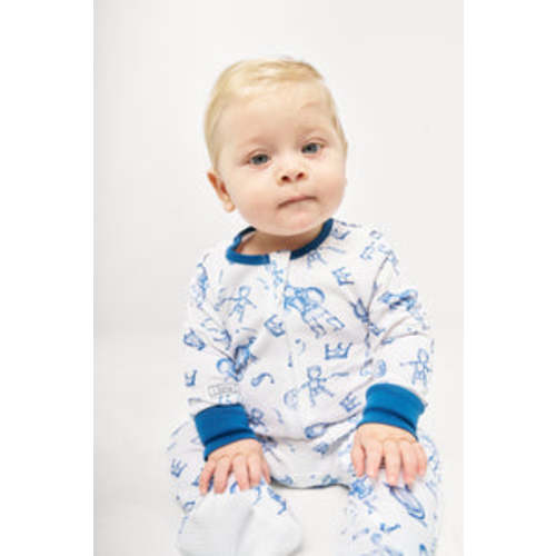 David & Goliath Blue PJ Footed Onesie Cotton – Holy Pals