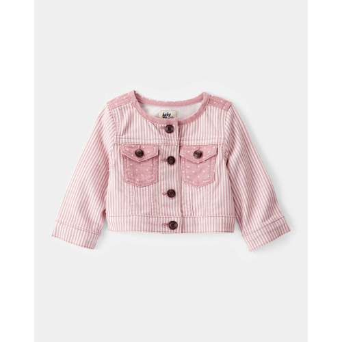Baby Vintage Inspired Twill Striped Cropped Jacket - Pink - OshKosh | Carter's