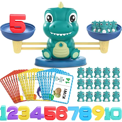Kaodezhu Dinosaur Math Balance Toys - Montessori Toys for 3 Years Old Kids, Learning and Educational Toys for Boys and Girls - Birthday Gifts for 4 5 6 7 Year Old Boys