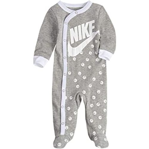 NIKE Infant/Toddler Printed Footed Coverall (Dark Grey Heather(56D679-042)/White, 3 Months)