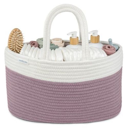 Large Portable Baby Diaper Caddy Organizer Nursery Storage Bin And Car Travel Basket By Comfy Cubs - Mauve