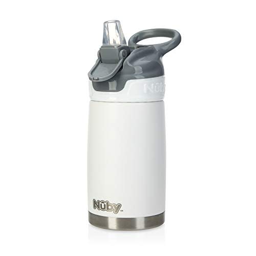 Nuby Thirsty Kids No Spill Flip-It Reflex Stainless Steel Travel Cup or Water Bottle - 10 Oz - 18+ Months - Pink