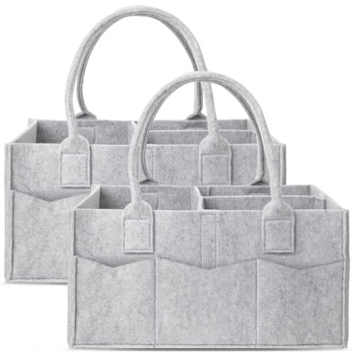 Cute Castle 2 Pack Portable Baby Caddy Organizer with Handle - Grey