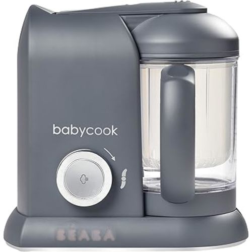 BEABA Babycook Solo 4 in 1 Baby Food Maker, Baby Food Processor, Steam Cook and Blender, Large Capacity 4.5 Cups, Cook healthy baby food at Home, Dishwasher Safe, Charcoal