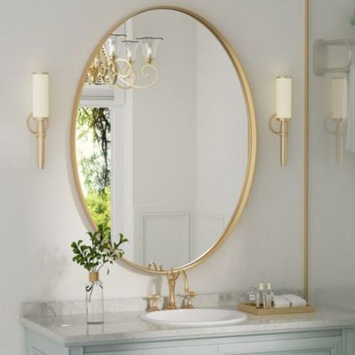 PAIHOME Wall Mirror Oval Decorative Mirrors For Over Sink,22×30 inch-Gold
