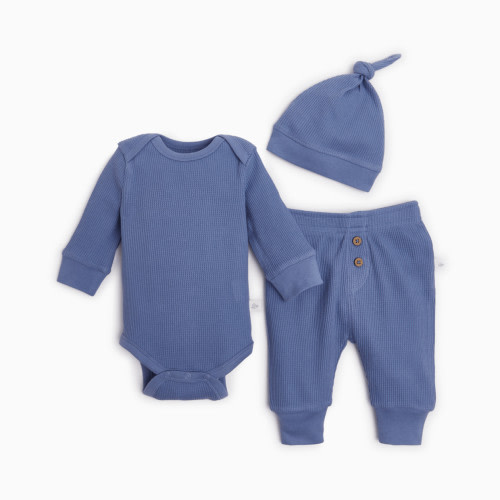 Tiny Kind 3 Piece Organic Waffle Set - Ocean, 0-3 M