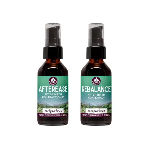 WishGarden AfterEase Postpartum Contraction Drops + ReBalance Postpartum Hormone Level Support (2-2oz Bundle)