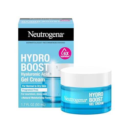 Neutrogena Hydro Boost Gel Cream, 48 Hr Hydration for Normal/Dry Skin, Fragrance Free, Face Moisturizer with Hyaluronic Acid, 1.7 oz. & Trial Size Hydro Boost Facial Cleanser, 0.5 fl oz
