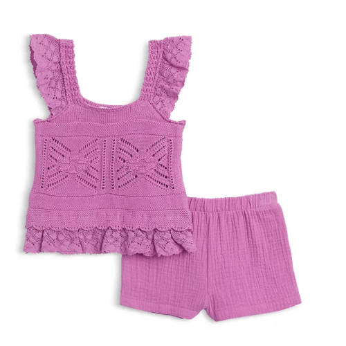 Girls' 2-Pc. Crochet Sweater Tank & Shorts Set - Baby