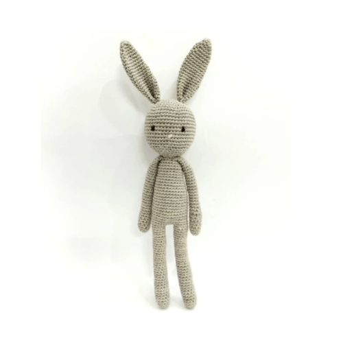 Calm Grey Bunny Baby Bow - Handcrafted Amigurumi